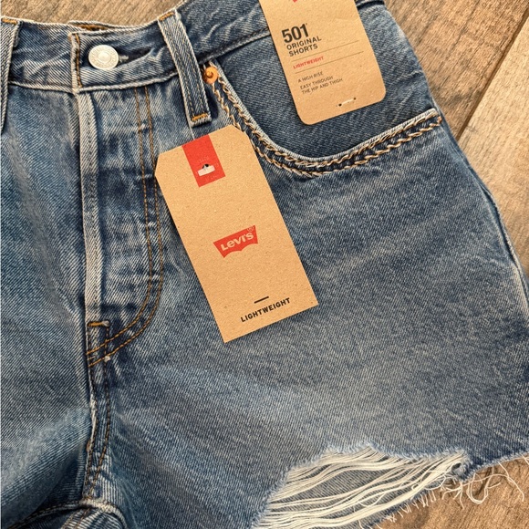 Levi's Women's 501 Original Blue Denim Jean Shorts Cut Off Short Baddy New Sexy - Picture 2 of 6